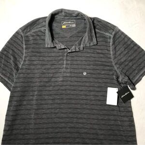 Eddie Bauer Men's Gray Heathered Stripe Polo